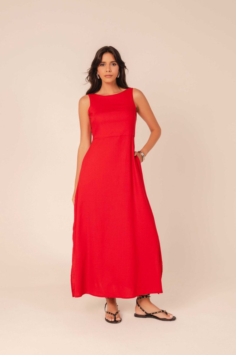 vestido trindade carmim