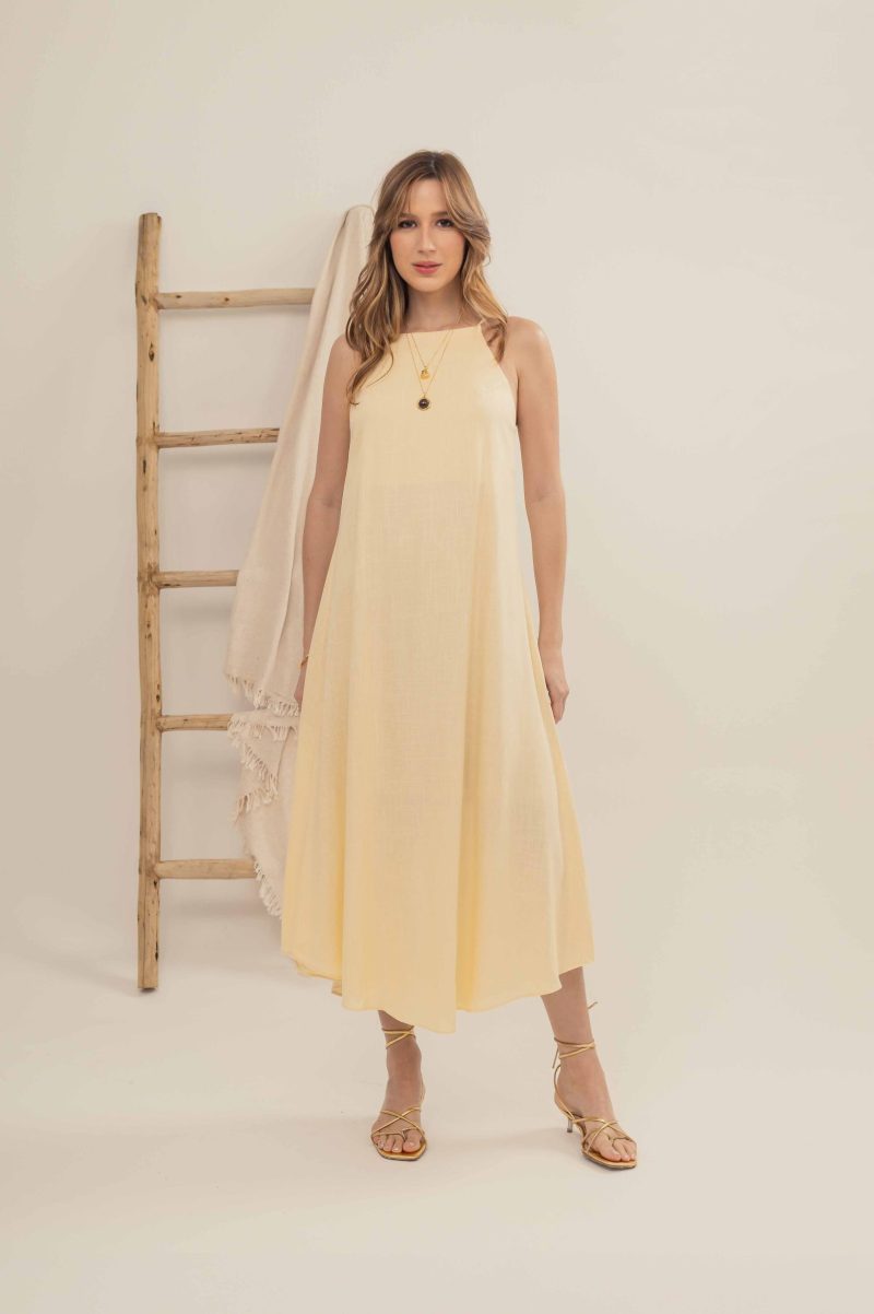 vestido santorini manteiga